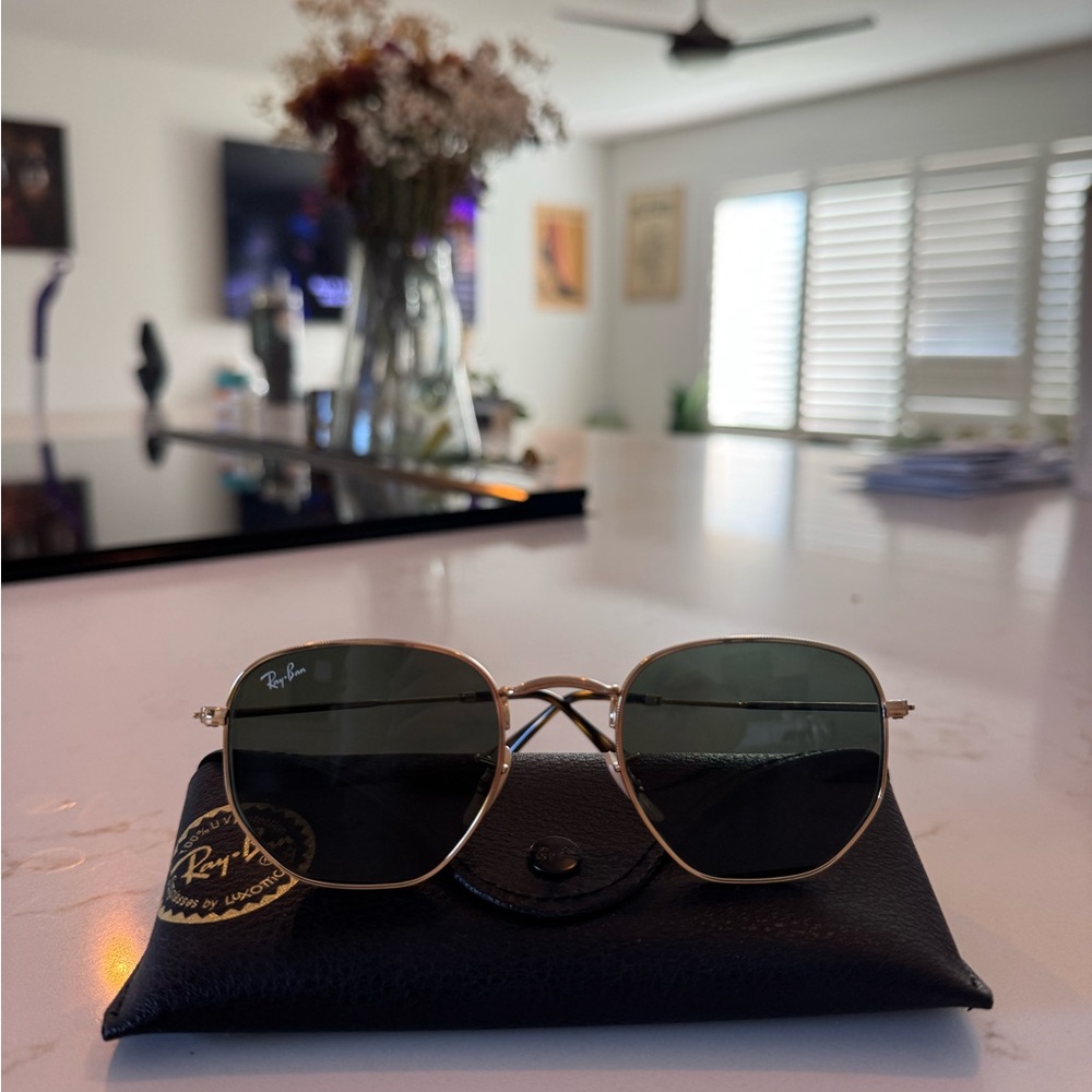 Ray-Ban Gold Frame Sunglasses with Dark Lenses